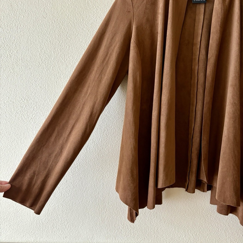 Live A Little faux suede open drape front‎ jacket - Picture 10 of 12